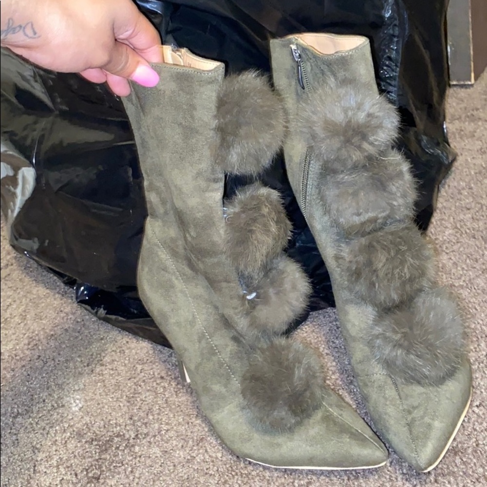 Olive Green Fashion Nova Booties